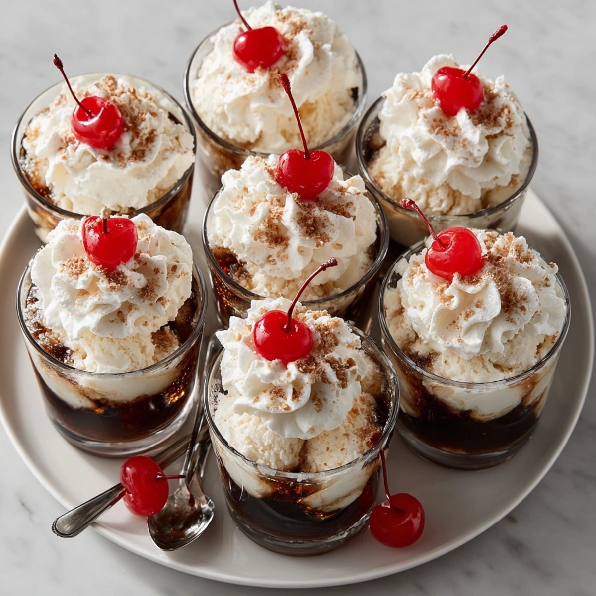 Chilled Rebel Float mini root beer floats served in mason jars, perfect for party desserts.