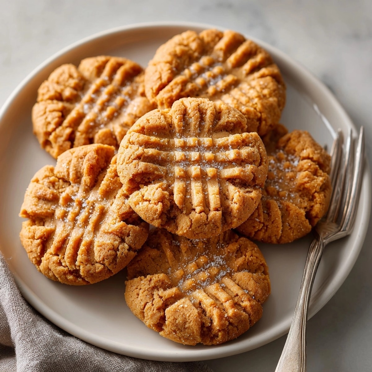 Golden 3-Ingredient Peanut Butter Cookies, fresh from the oven, cooling on a rack.