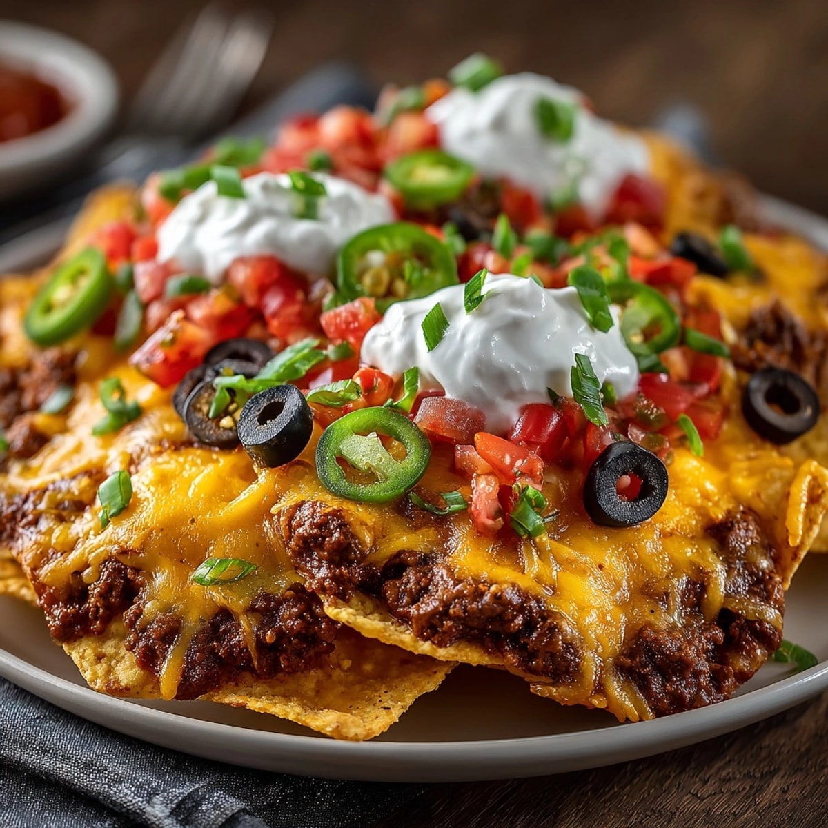 Easy Dollar Store Nachos recipe: melted cheddar over crisp chips, with zesty tomatoes and jalapeños.