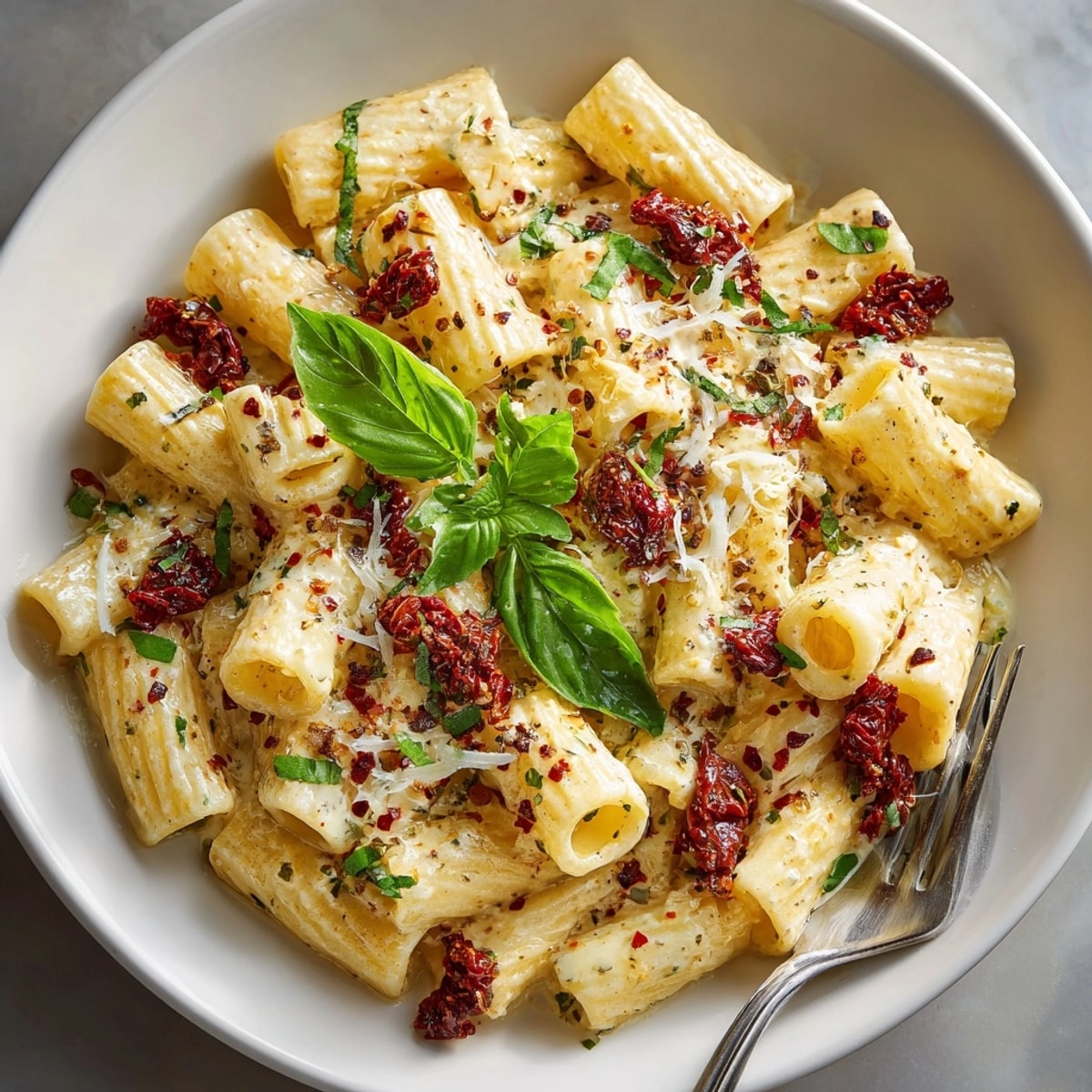 Serving suggestion: Marry Me Pasta, with wine pairing, inviting and beautifully appetizing.