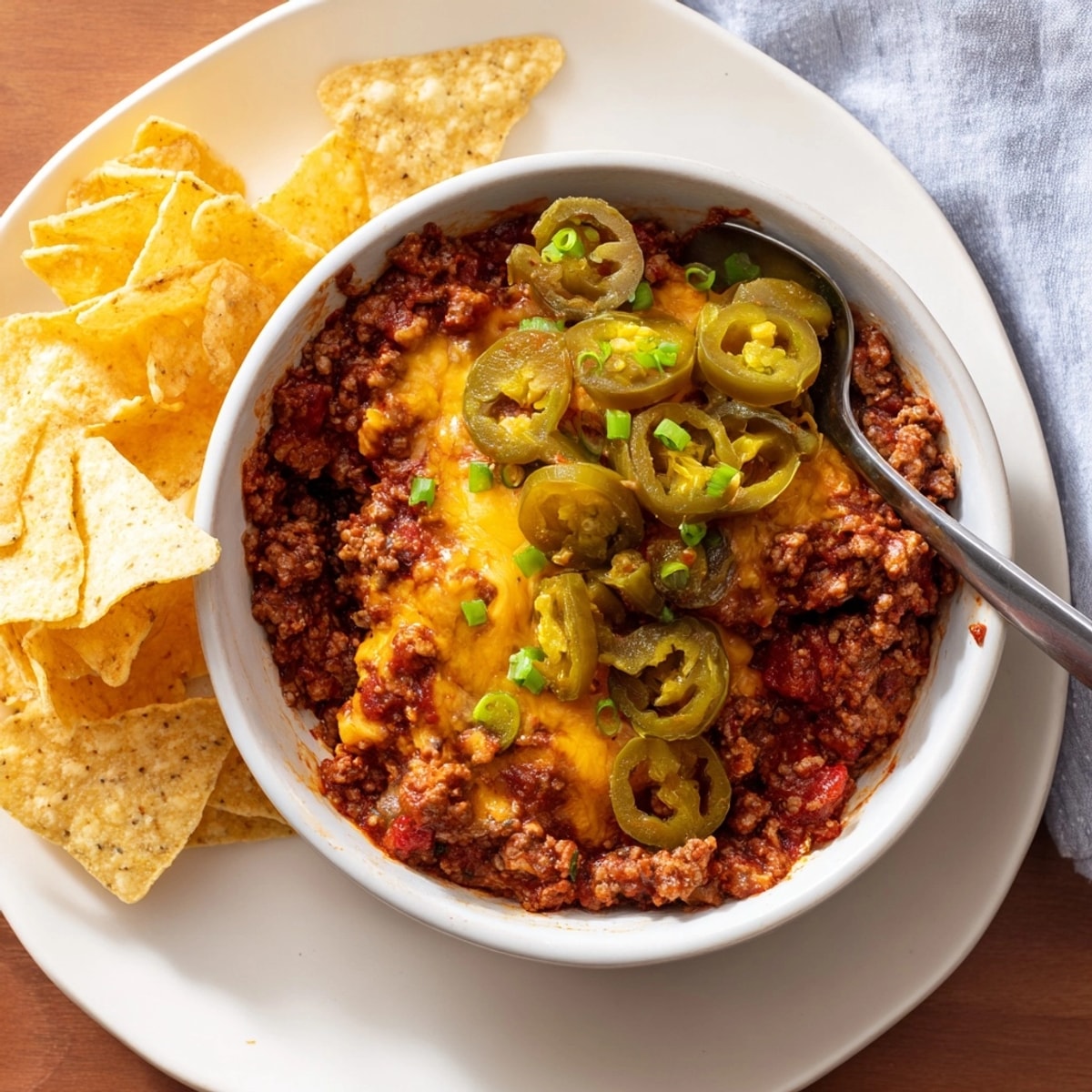 Warm and savory Diner-Style Sloppy Joe Dip, served with toasted slider buns and scallions.