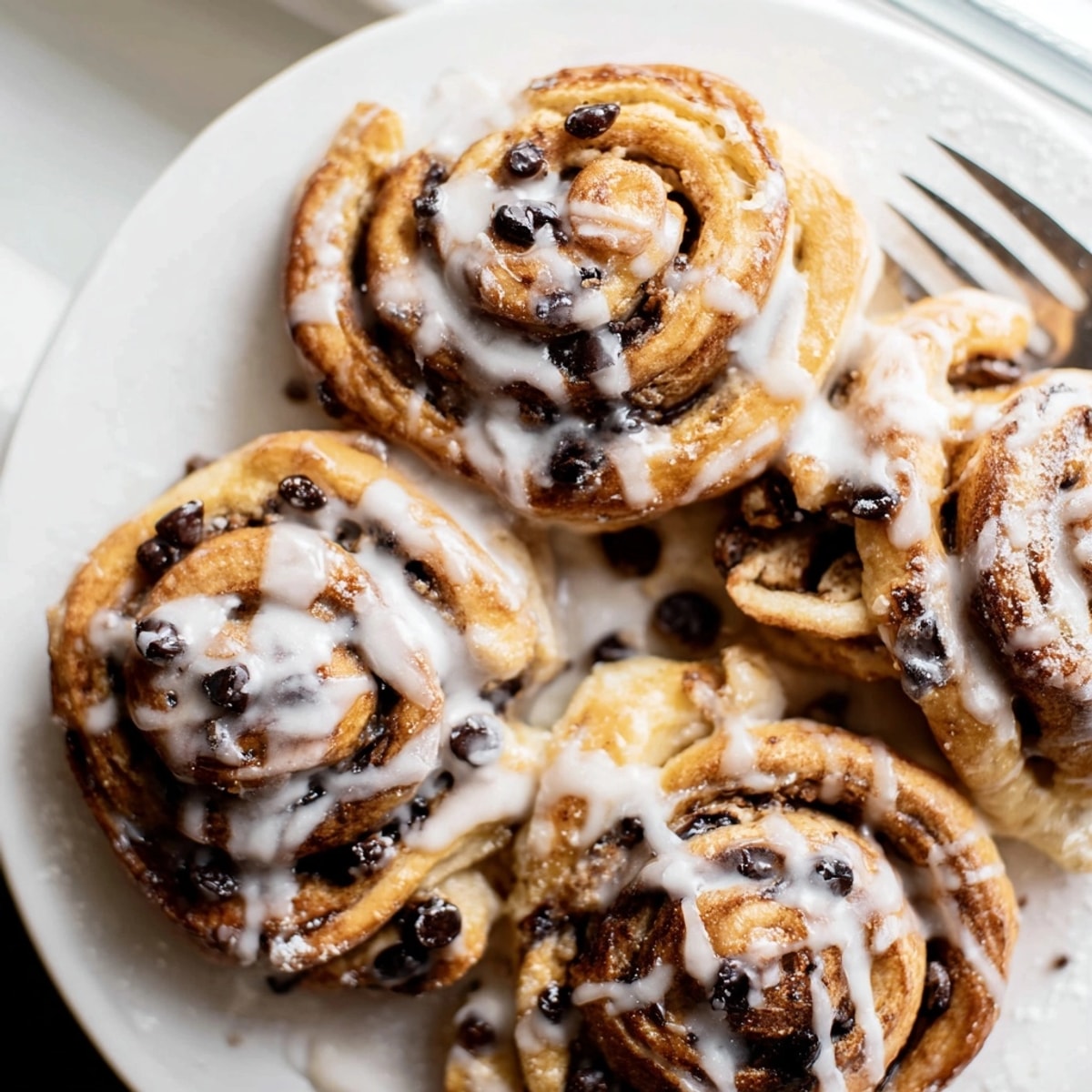 Close-up of freshly baked Protein Cookie Dough Sweet Rolls, ready for a protein-packed brunch.
