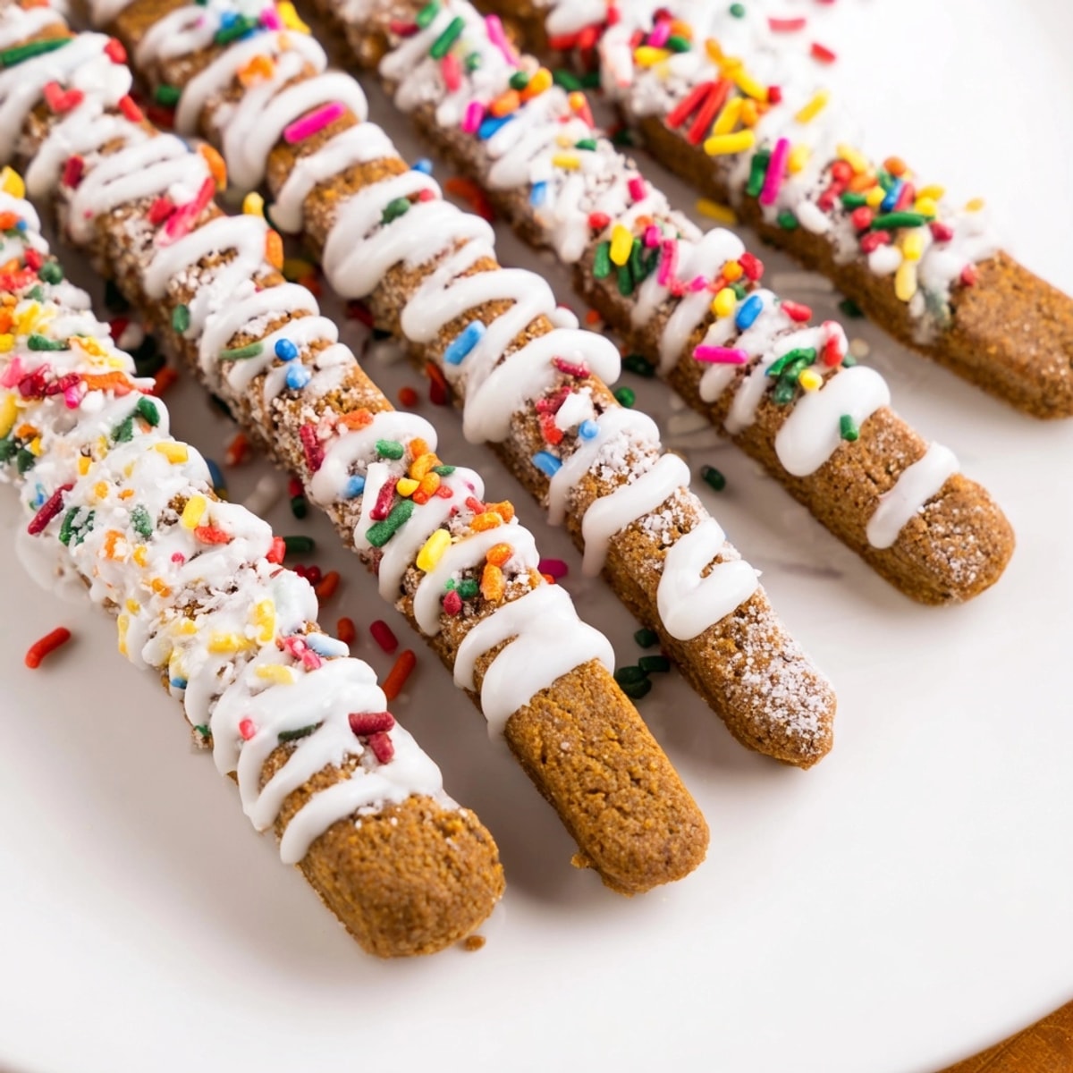 Golden Gingerbread Christmas Cookie Sticks, freshly baked with a hint of spice, cooling on a rack.