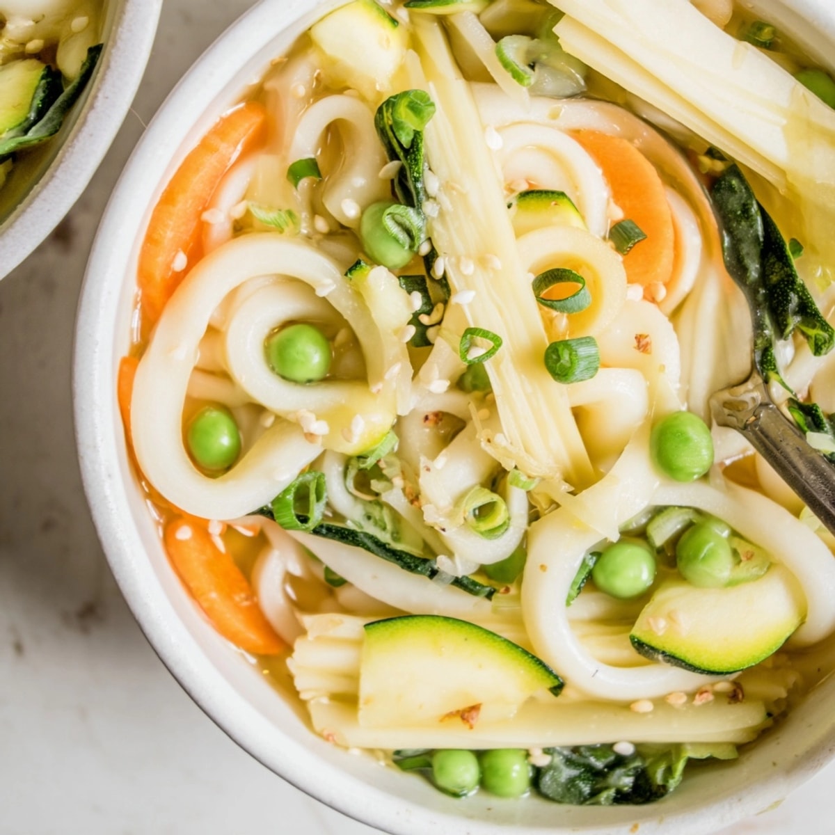 Sweet Soy Udon Lasagne Soup: Layers of pasta & chewy noodles swim in savory broth.