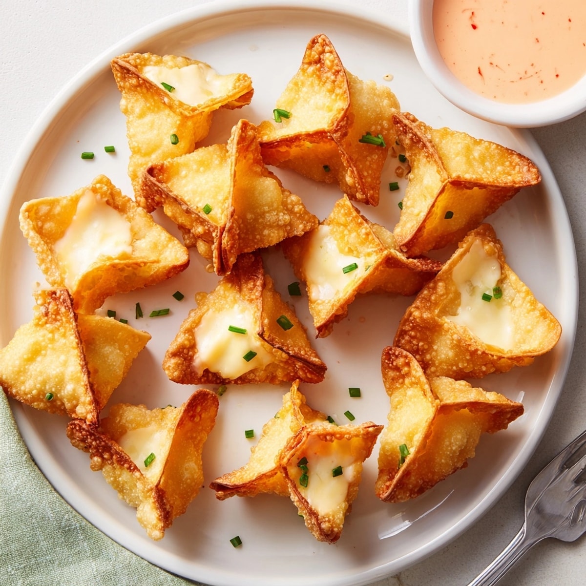 Golden Crispy Pumpkin Wonton Bites, a sweet and savory fried appetizer glistening with oil.