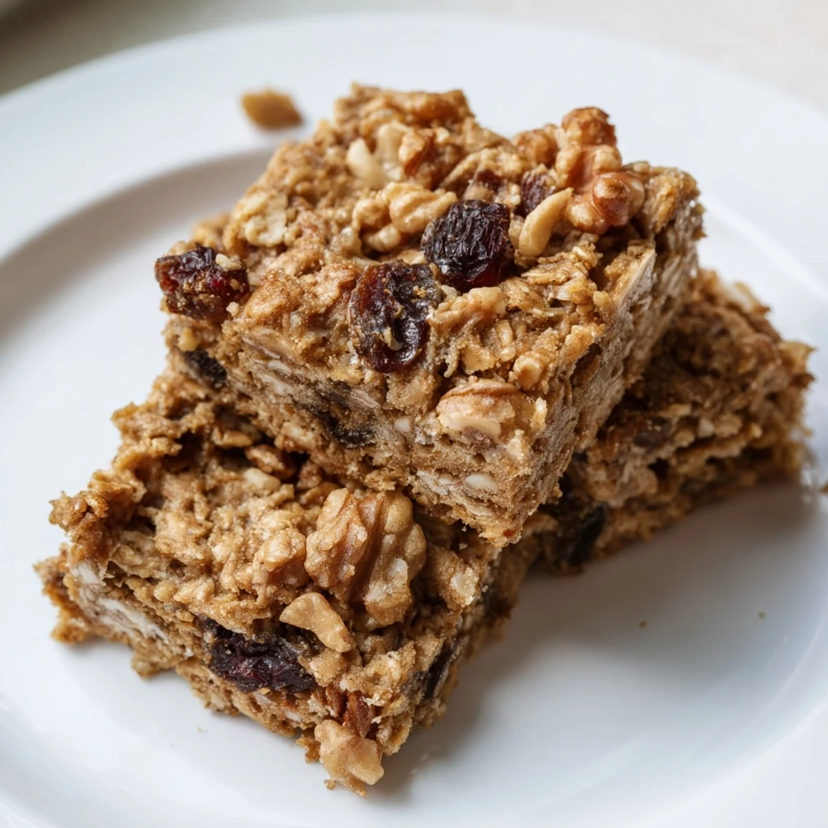 Warm, wholesome Peanut Butter Cinnamon Raisin Bars bursting with oats and sweet flavors.