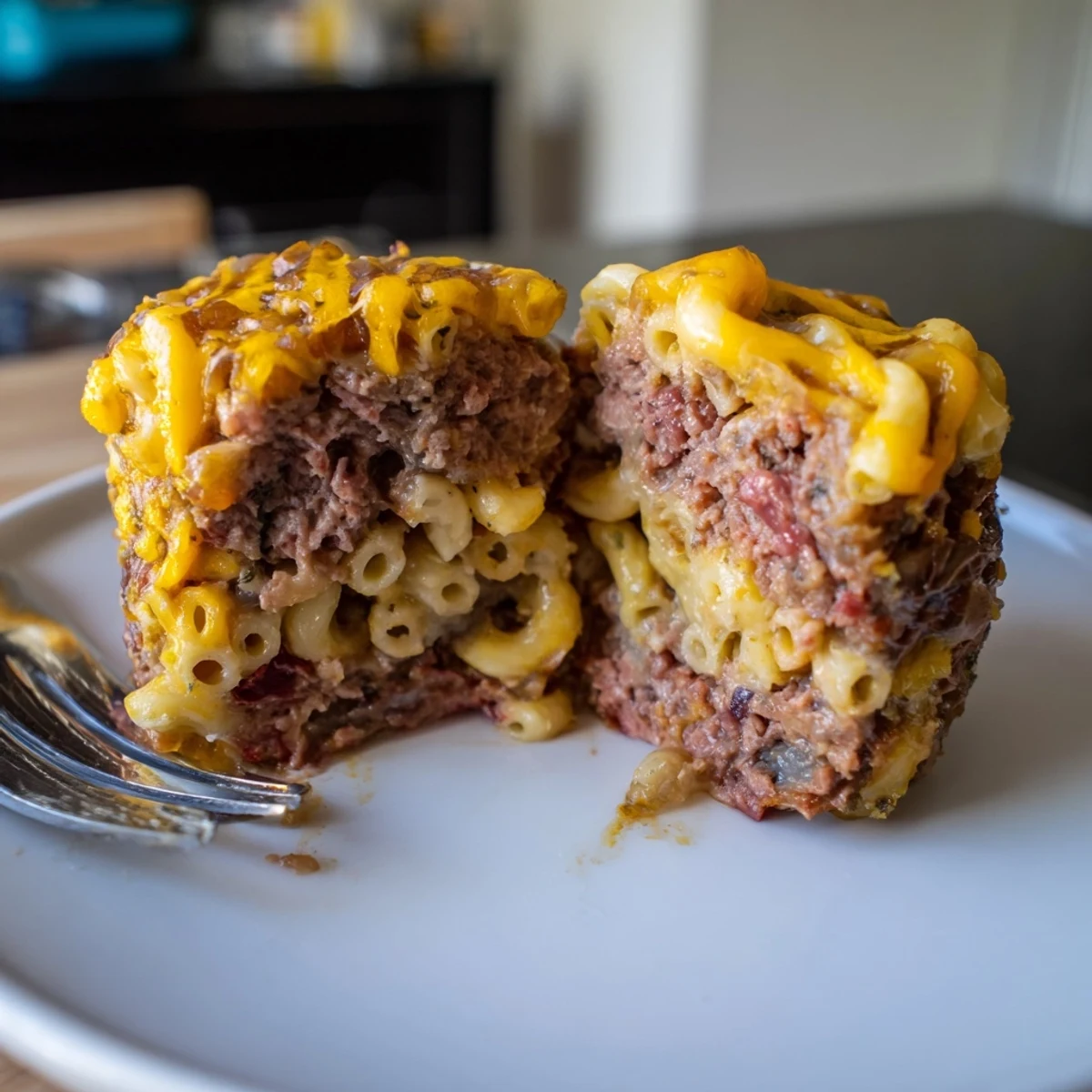 Delicious Mac and Cheese Meatloaf Muffins with a cheesy center, great for family meals.