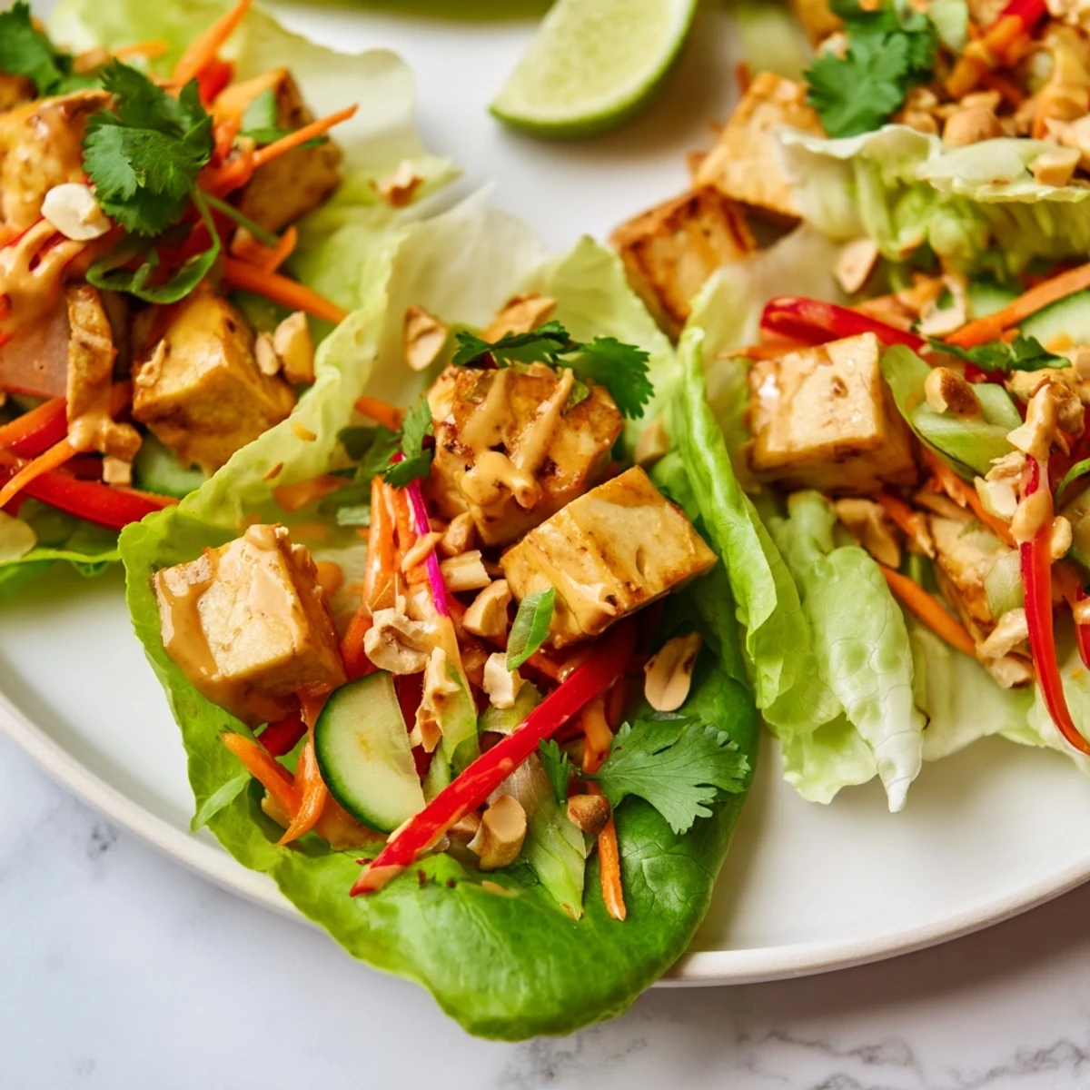 Thai Peanut Tofu Lettuce Wraps