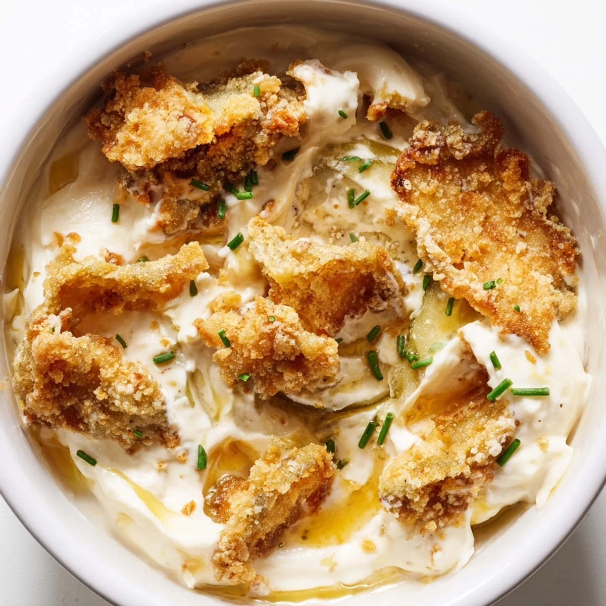 Delicious Honey Butter Fried Pickle Dip with crispy pickles, perfect for snacking!