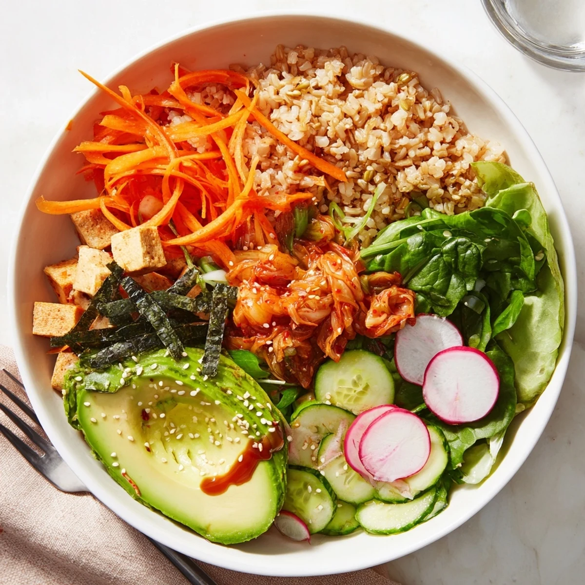 Nourishing fermented vegetable bowl, brimming with crunch and rich, savory flavors.