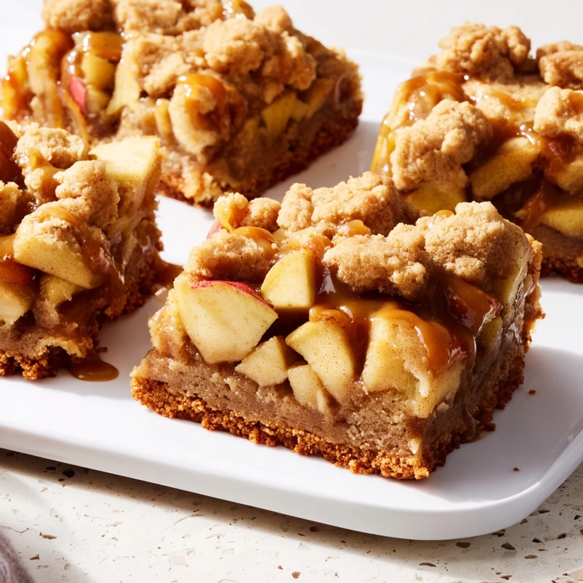 Homemade Caramel Apple Cookie Bars with a drizzle of caramel, perfect for dessert lovers nationwide.