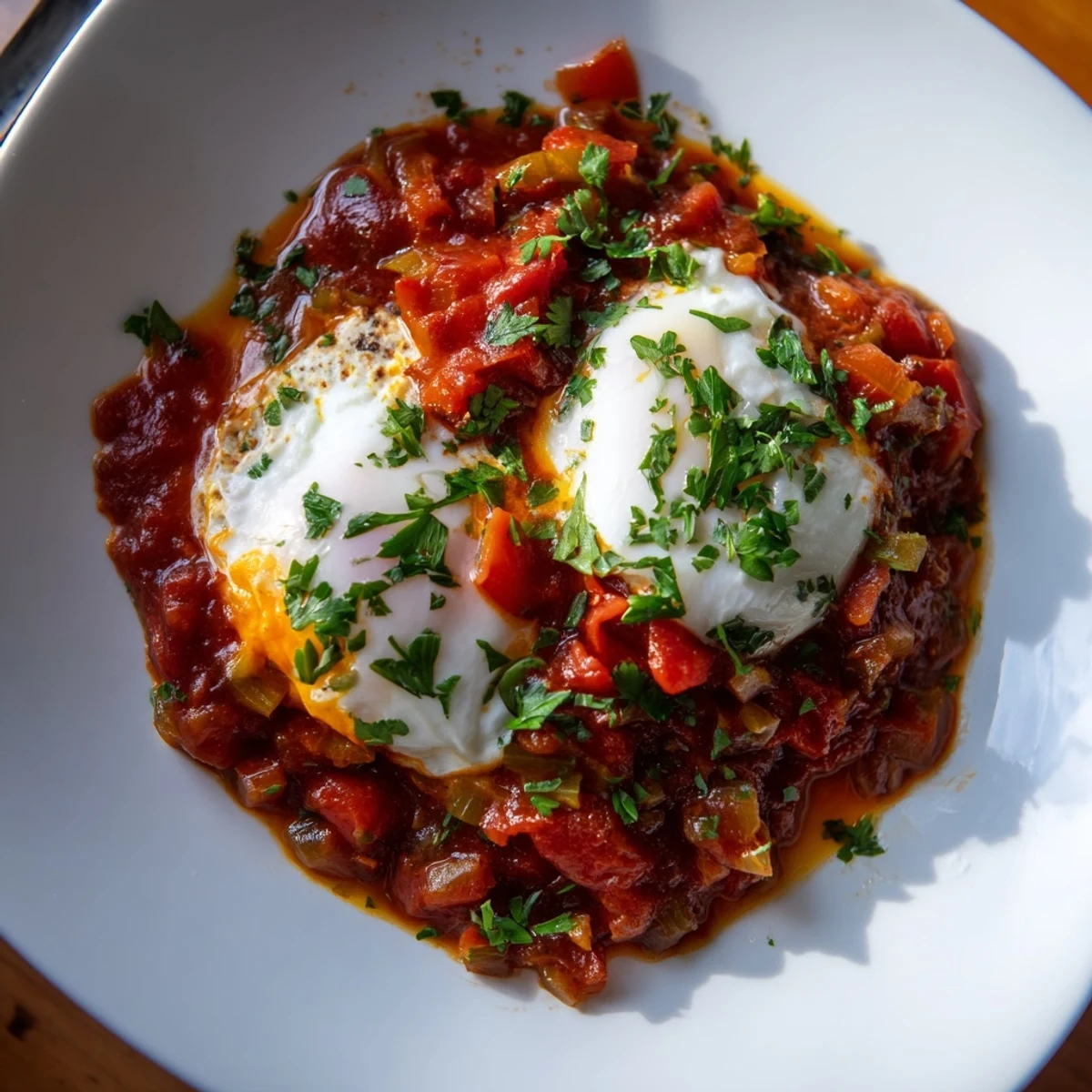 Shakshuka with tomato eggs
