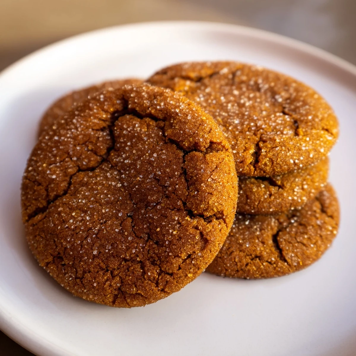 Warm plate of chewy soft Molasses Cookies, bursting with flavor and perfectly spiced for dessert.