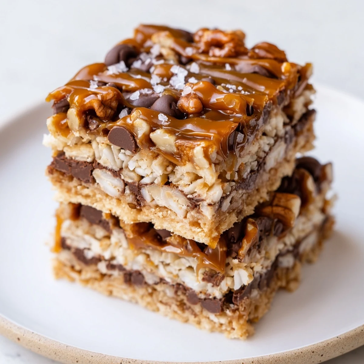 Chewy chocolate and butterscotch 7-Layer Magic Bars, layered beautifully with nuts and coconut.