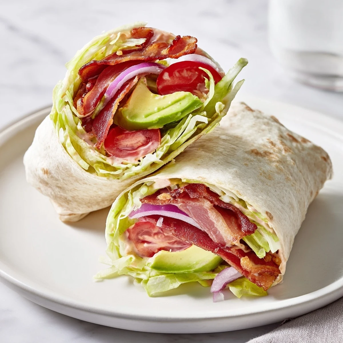 These Zesty BLT Wraps with chipotle mayo showcase a colorful wrap with layered ingredients, ready to eat!