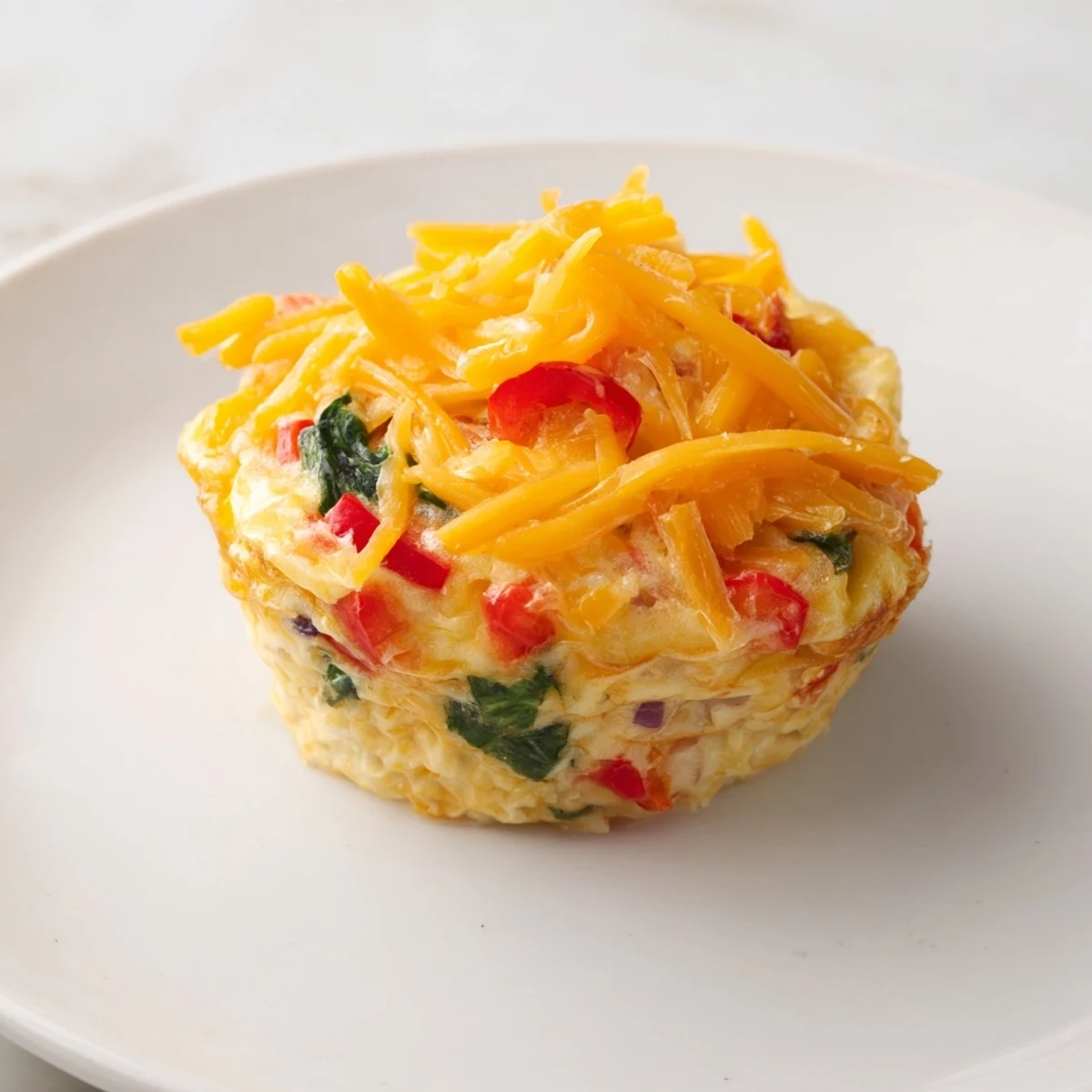 Golden, baked Easy Christmas Morning Egg Muffins bursting with colorful veggies and melted cheese, ready to enjoy.