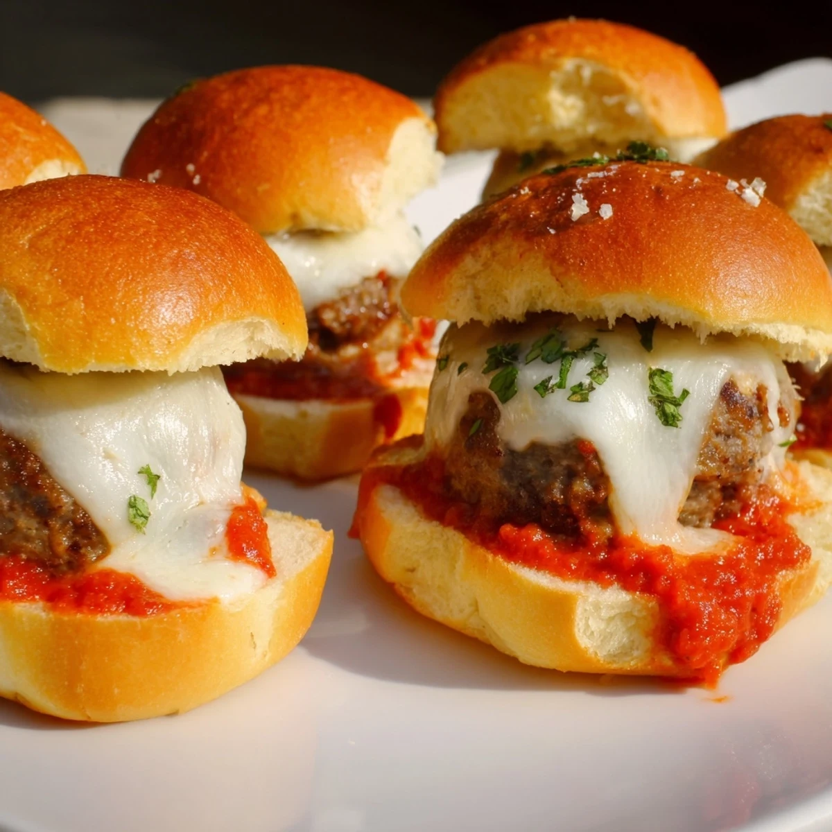 These Easy Christmas Meatball Sliders are bubbling, cheesy, and irresistible, ready to serve.
