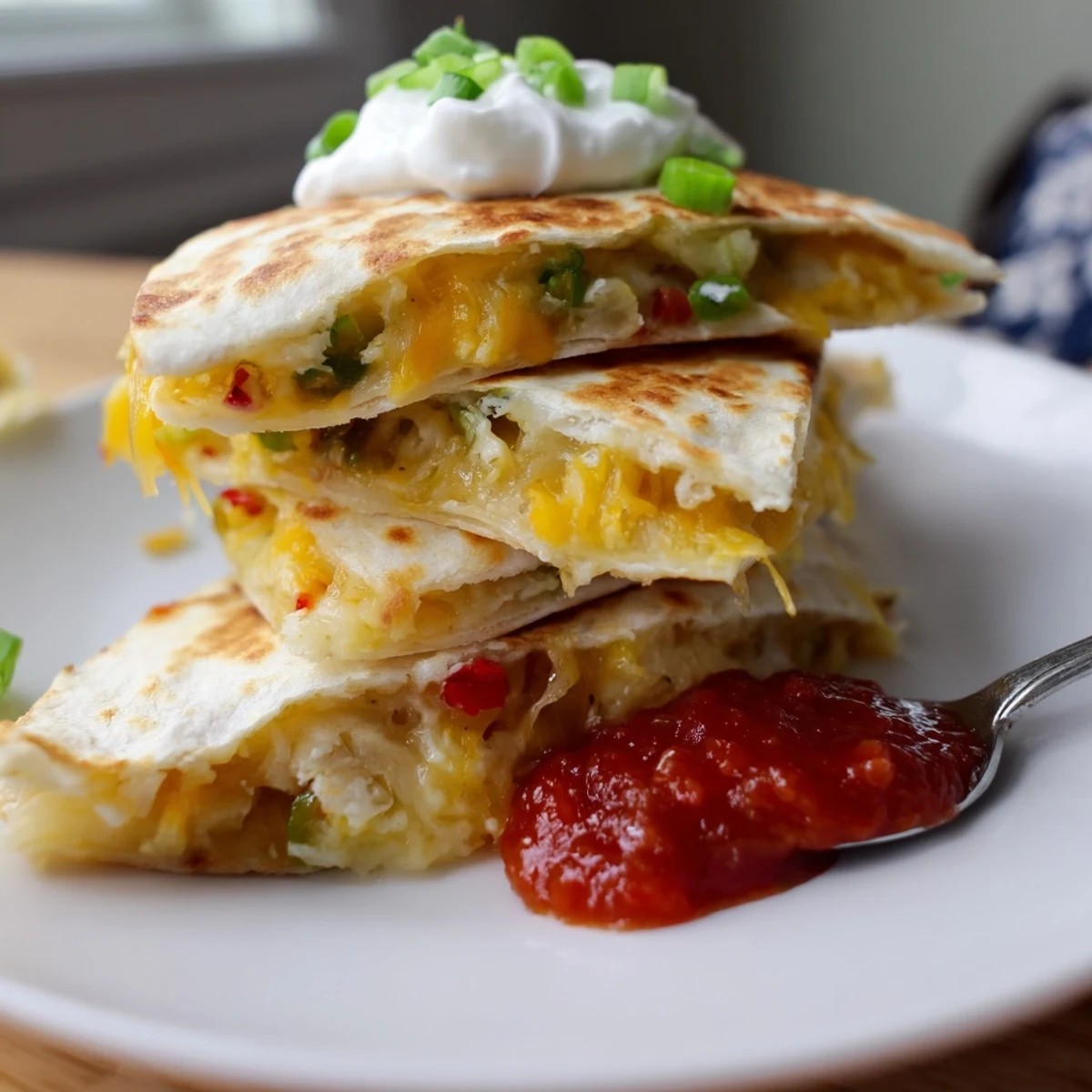 Look at these festive Express Snowflake Quesadillas, a delightful savory snack with dipping salsa nearby.