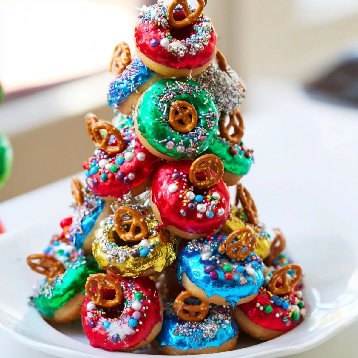 Get ready for the Donut Stack Christmas Ornament Tower, a dessert centerpiece with sprinkles and cheerful edible decorations.