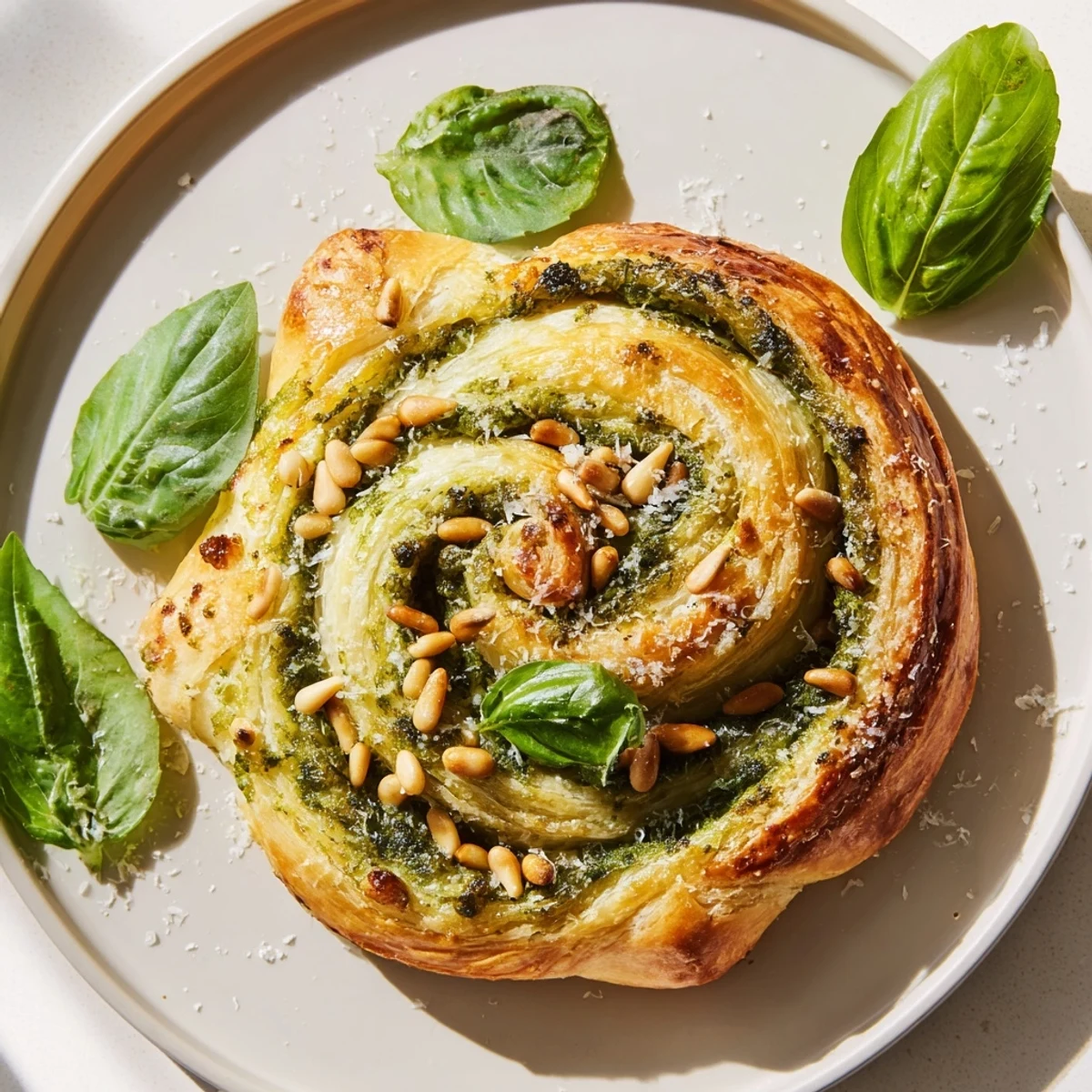 Golden, star-shaped pesto pinwheels with bubbly, flaky layers—a savory Italian-inspired appetizer.