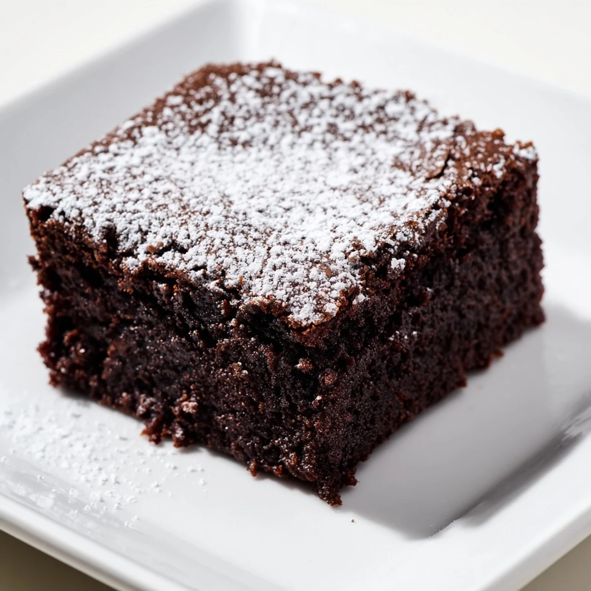 Fudgy brownie squares, dusted beautifully with powdered sugar, ready to indulge your sweet cravings.