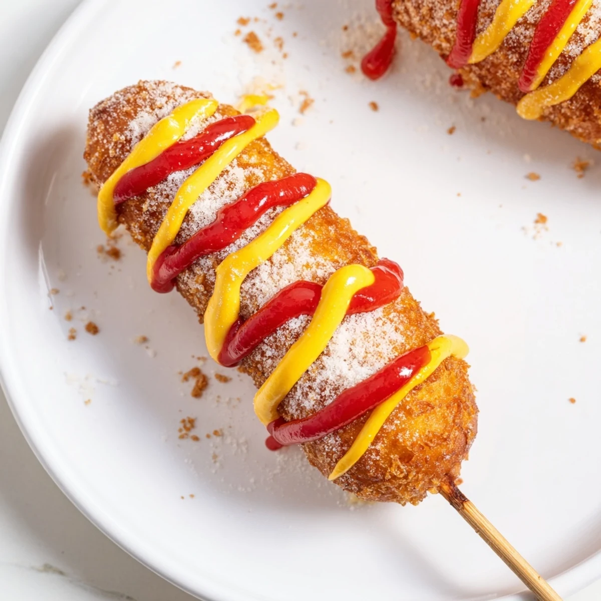 Golden, crispy Korean-inspired corn dogs, perfect for dipping, freshly made for an easy snack.