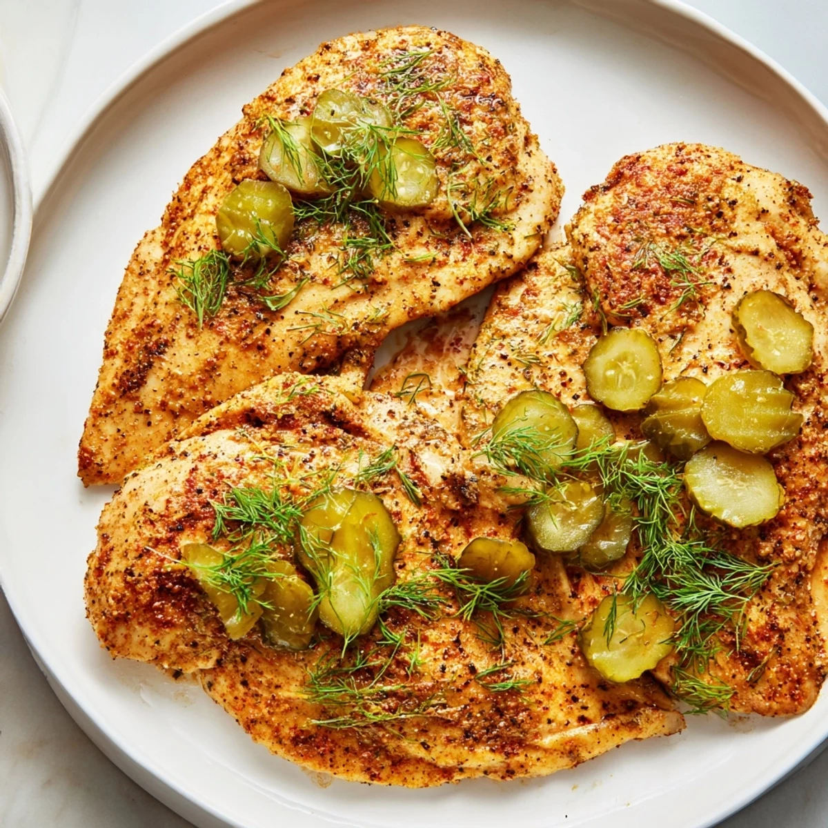 Close-up of juicy, tender Pickle Ranch Chicken, beautifully seasoned and ready to enjoy.