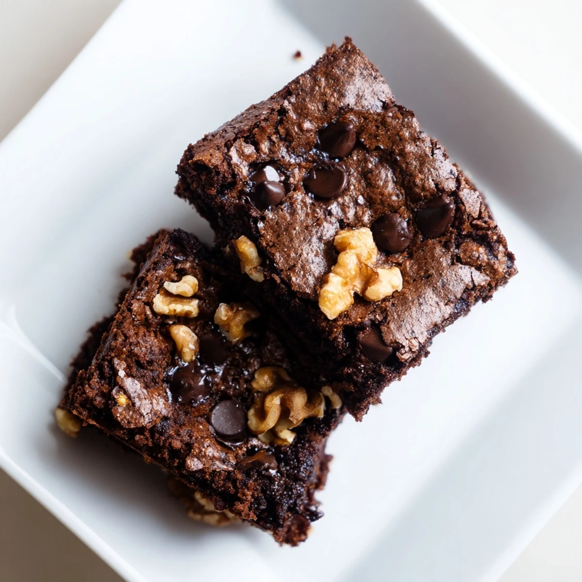 Fudgy Greek yogurt brownies, warm and chocolatey, ready to serve with a sprinkle of extra chips.