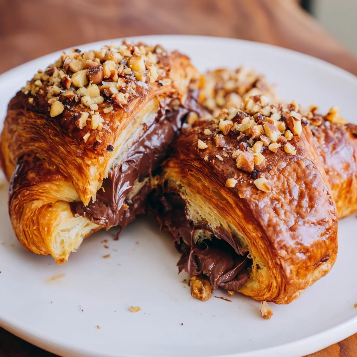 Golden, air-fried 3-Ingredient Nutella Croissants, oozing with warm Nutella and ready to enjoy.