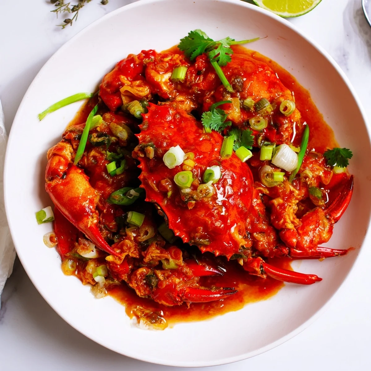 Steaming crab pieces simmered in the irresistible Singaporean Chili Crab sauce, perfect for dipping with fluffy buns.