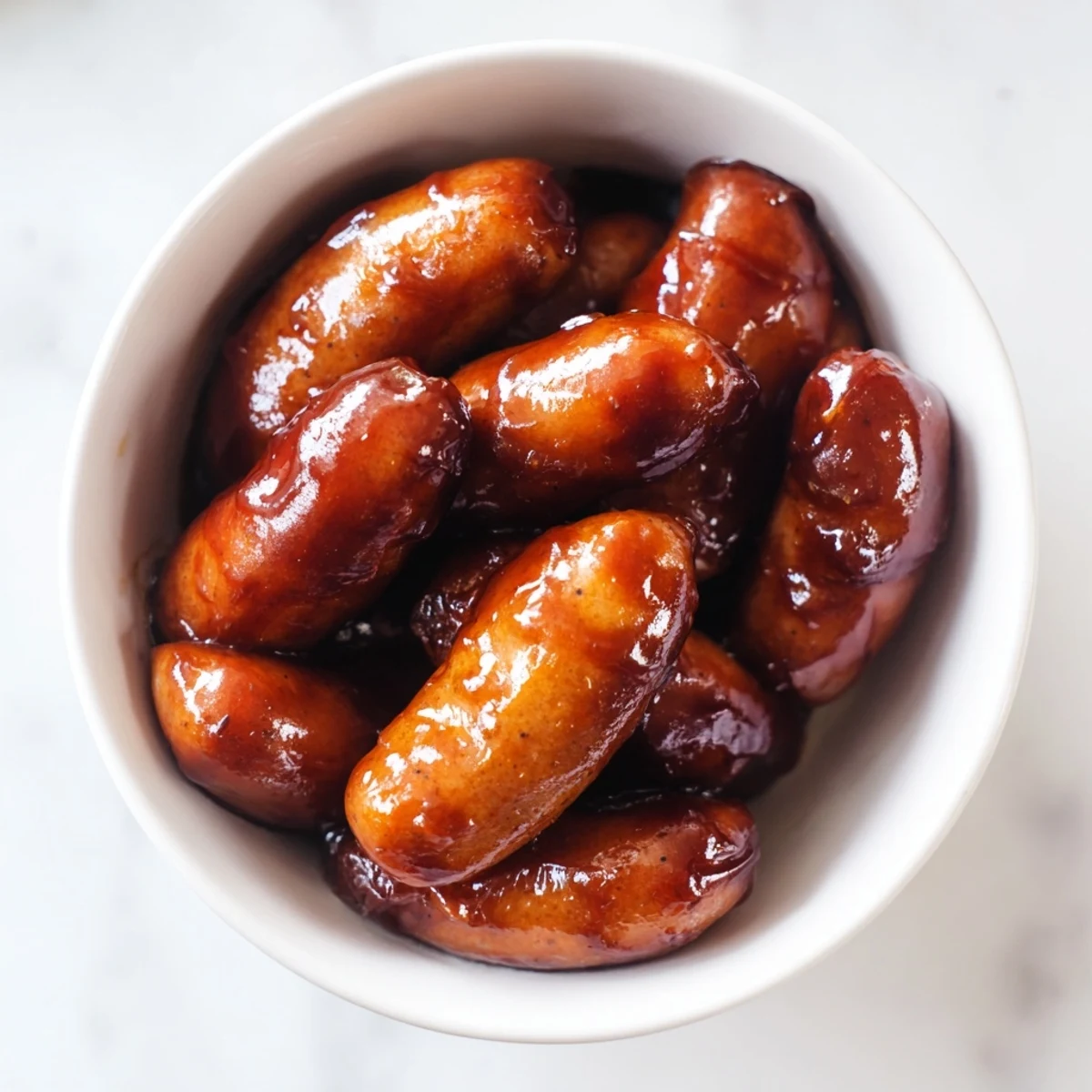 Crock Pot BBQ Cocktail Sausages glazed in a sticky, sweet and tangy barbecue sauce are served warm with toothpicks for an easy game-day appetizer.