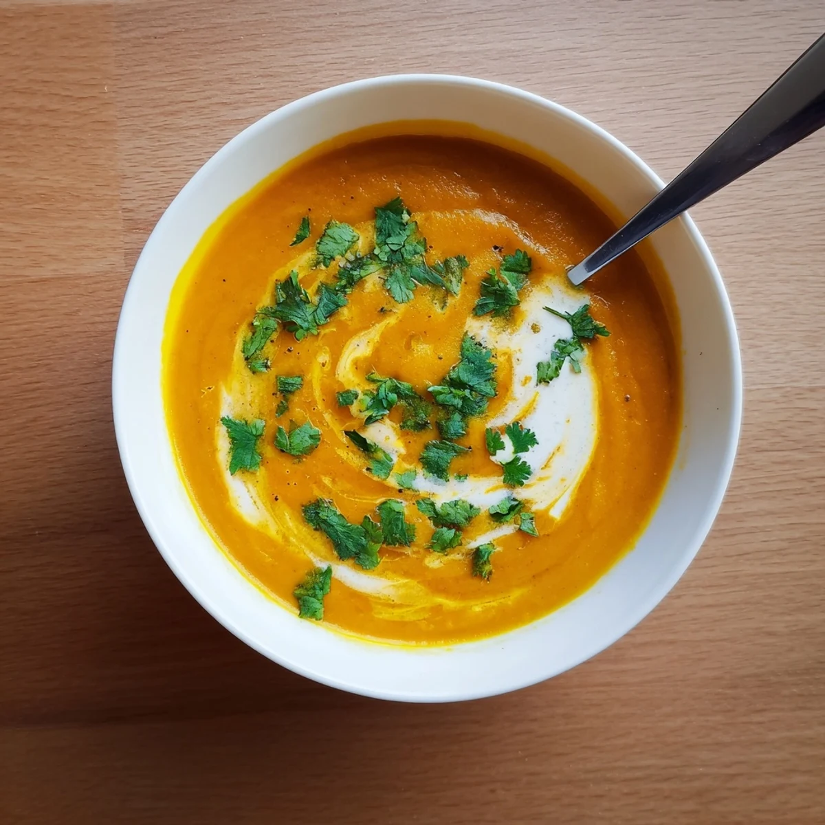 A nourishing bowl of Carrot and Lentil Soup, blending sweet carrots and red lentils for a comforting meal.