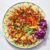 This gorgeous Mighty Dragon Lunar New Year Board features shrimp, pork, and veggies, ready for dipping.