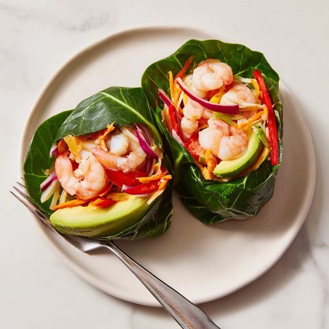 Savory Shrimp & Cheddar Collard Green Wraps recipe: Fresh, colorful, and ready to eat.