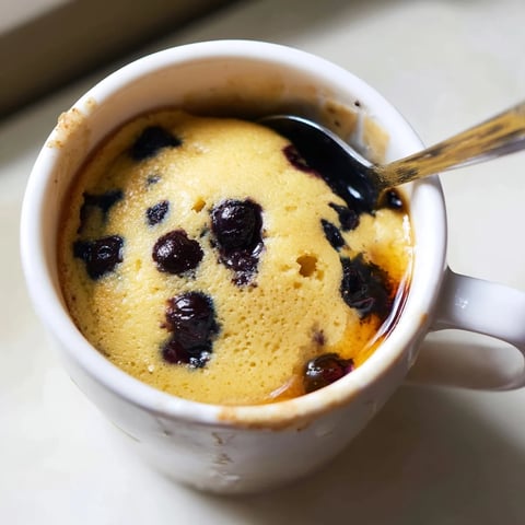 Steaming-hot microwave mug pancakes, fluffy texture, ready for syrup and a quick, delicious breakfast.
