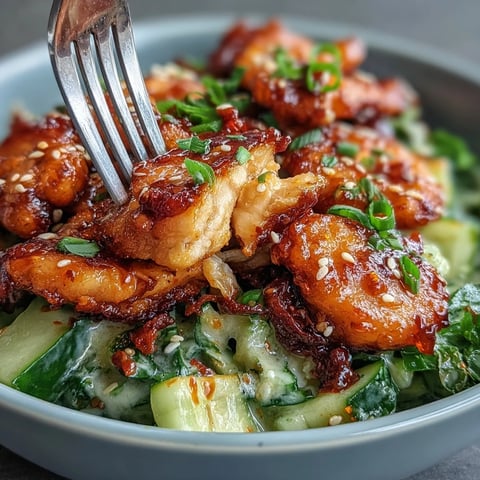 Juicy sliced chicken and creamy cucumber salad fill these TikTok Chili-Crisp Cucumber Chicken Bowls, topped with chili crisp, cilantro, and green onions over fluffy rice.
