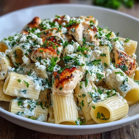 Creamy Lemon Feta Chicken Pasta served with fork-twirled penne in a silky, bright lemon sauce.