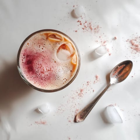 A glass of tea with a spoon and sugar.