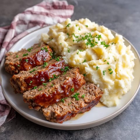 A plate of meat and potatoes.