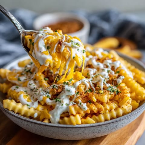 A bowl of pasta with cheese and sauce.
