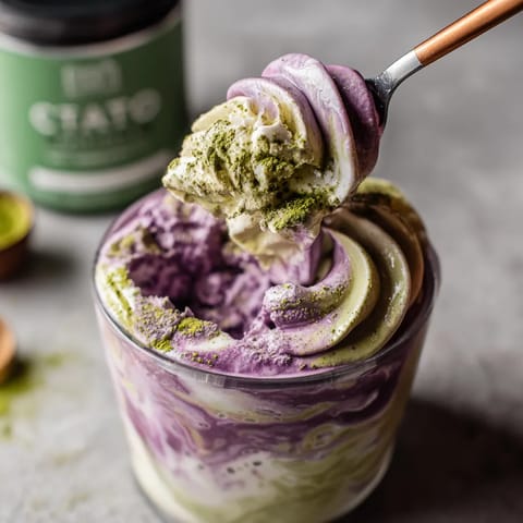 A scoop of ice cream is being served.