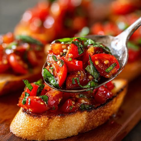 A spoonful of sauce on a piece of bread.