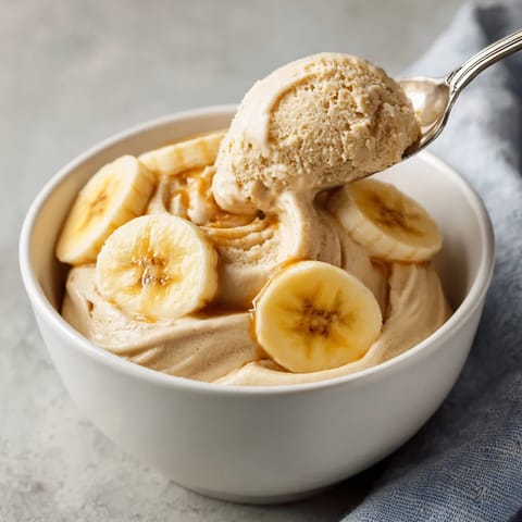 A spoon is in a bowl of banana ice cream.