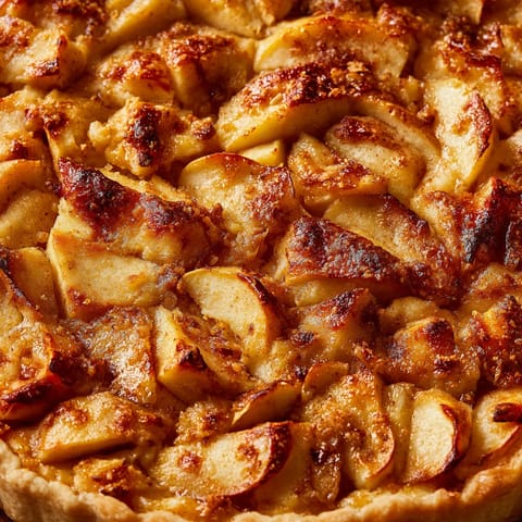 A pie with a golden crust and a filling of apples.