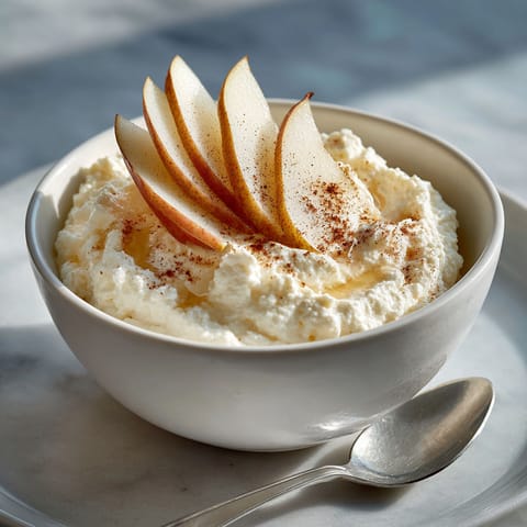 A bowl of sweet ricotta with fresh fruit.