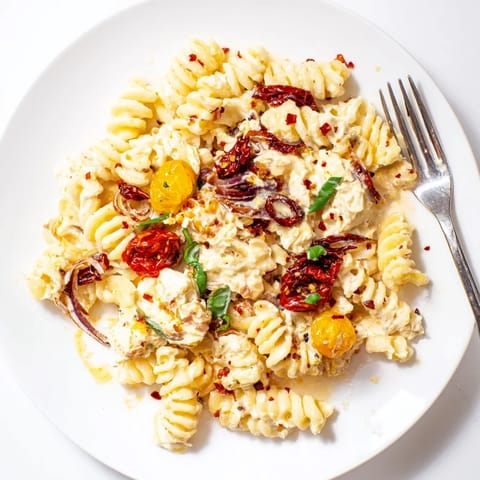 Baked Feta Pasta Caramelised Onion