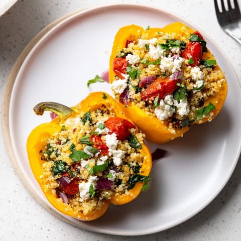Roasted Garlic Herb Quinoa Peppers