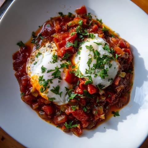 Shakshuka with tomato eggs