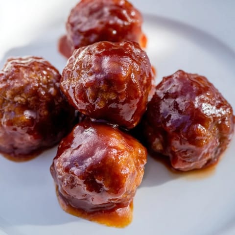 Slow Cooker Peach Glazed Meatballs