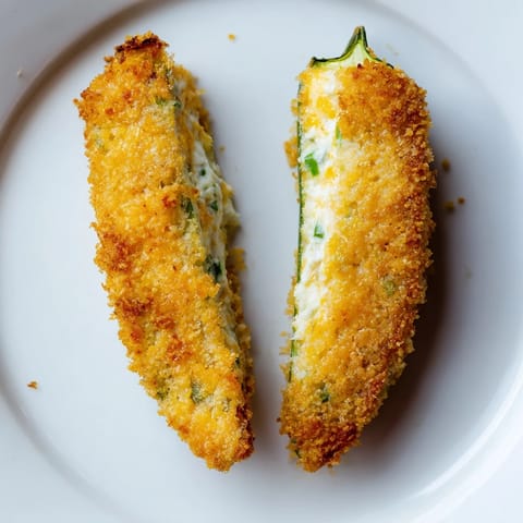 Freshly cooked jalapeño poppers from the air fryer, filled with cheddar and cream cheese.